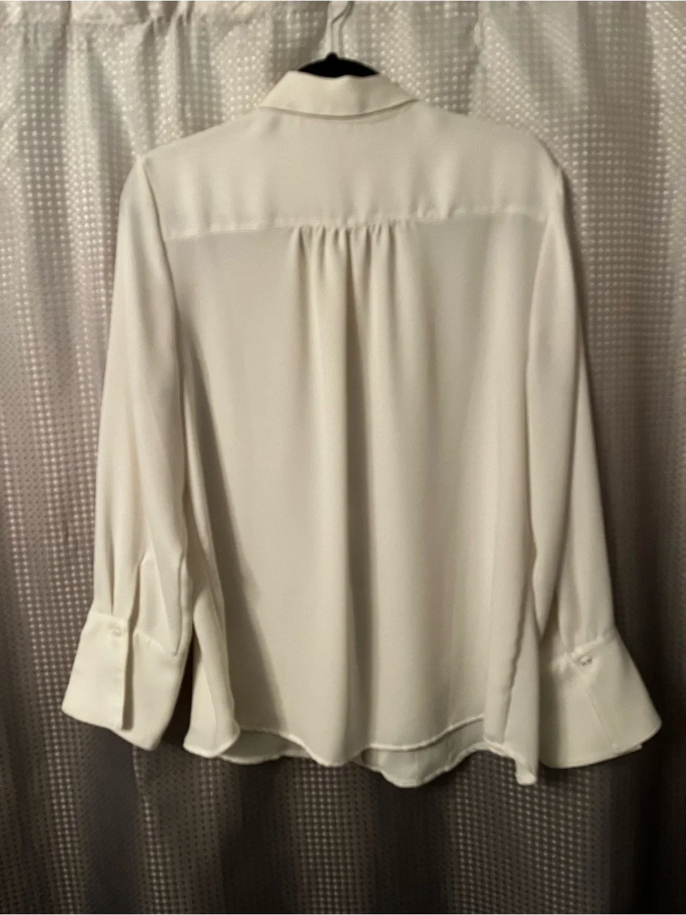 Chico's Cream Ruffle Front Button-Down Blouse - Picture 3 of 4